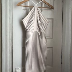 White and neutral textured midi dress tobi